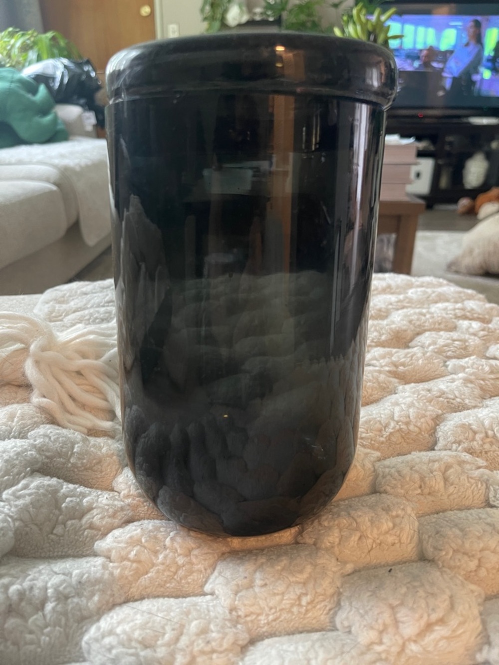 Black Glass Storage Jar by
